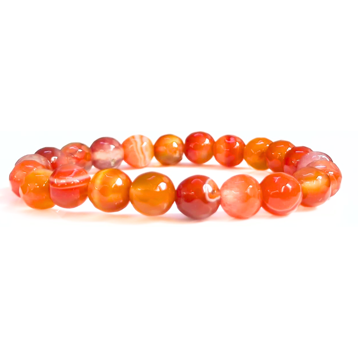 8MM Red Sulemani Hakik Faceted Beads Bracelet