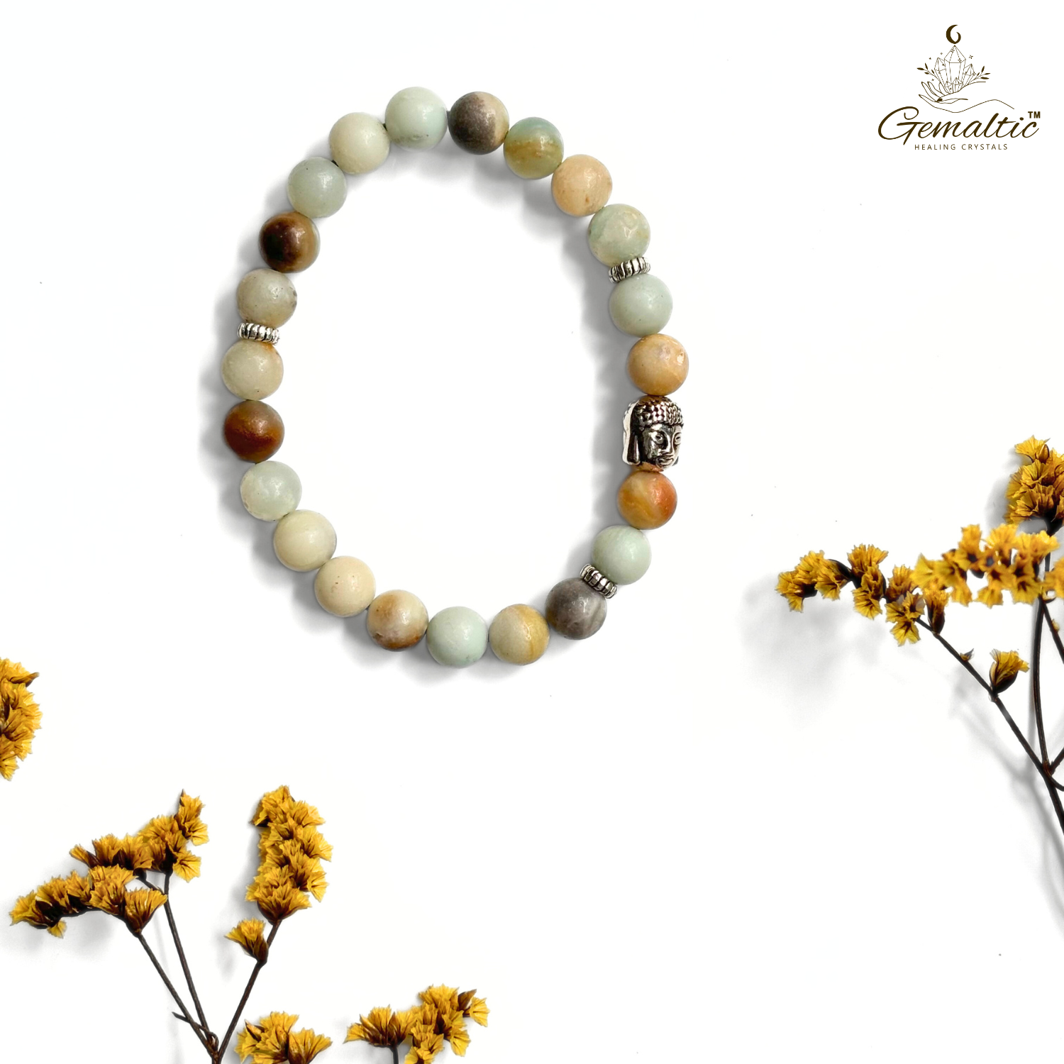 Amazonite Amazonite AAA Bracelet With Buddha Head 8MM