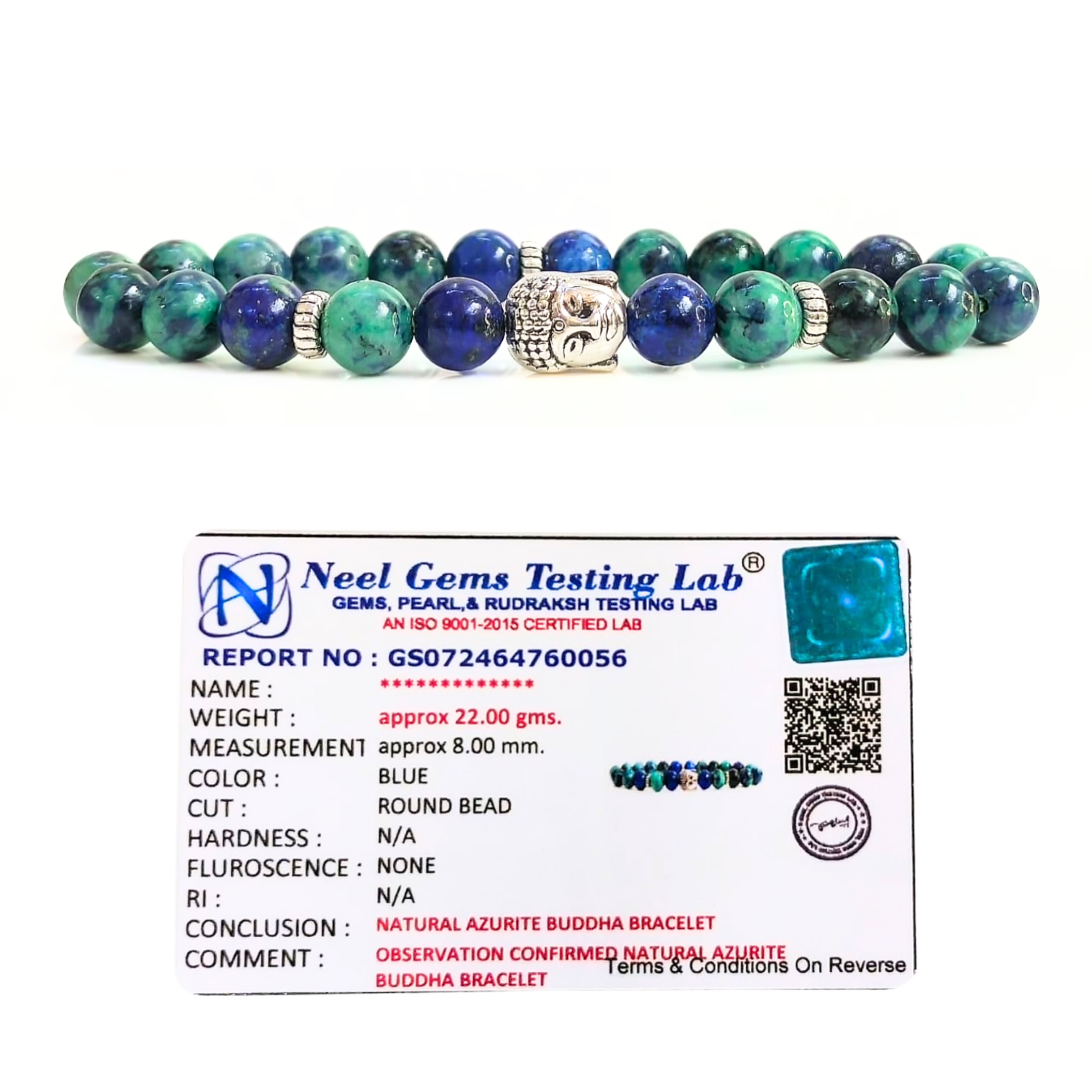 Azurite Bracelet With Buddha Head 8MM