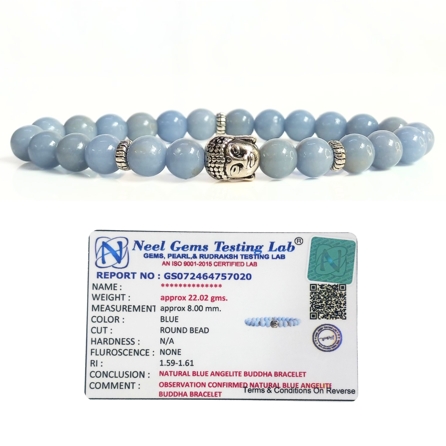 Blue Angelite Blue Angelite With Buddha Head 8MM