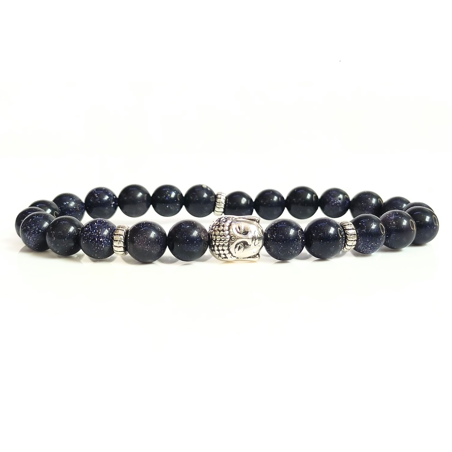 Blue Sandstone Blue Sandstone With Buddha Head 8MM Bracelet