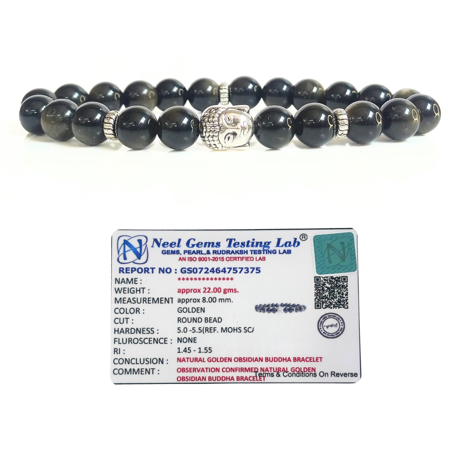 Golden Obsidian Golden Obsidian With Buddha Head 8MM Bracelet