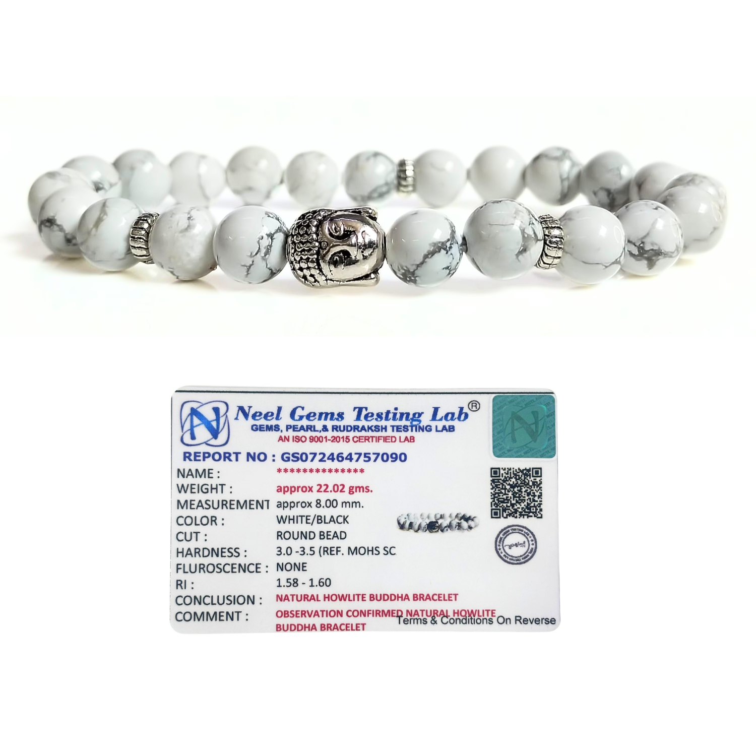 Howlite Howlite With Buddha Head 8MM Bracelet