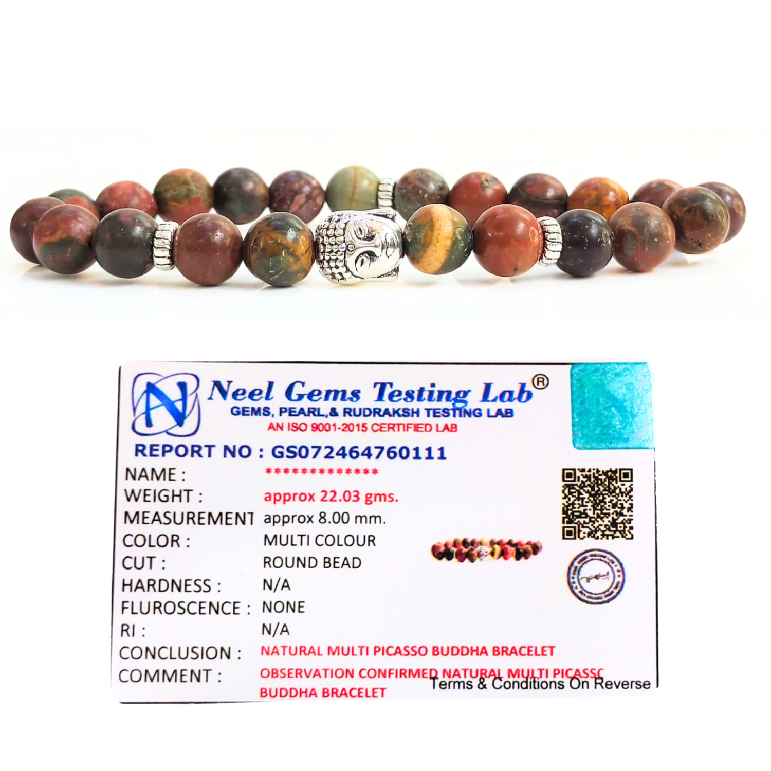 Multi Picasso Multi Picasso With Buddha Head 8MM Bracelet