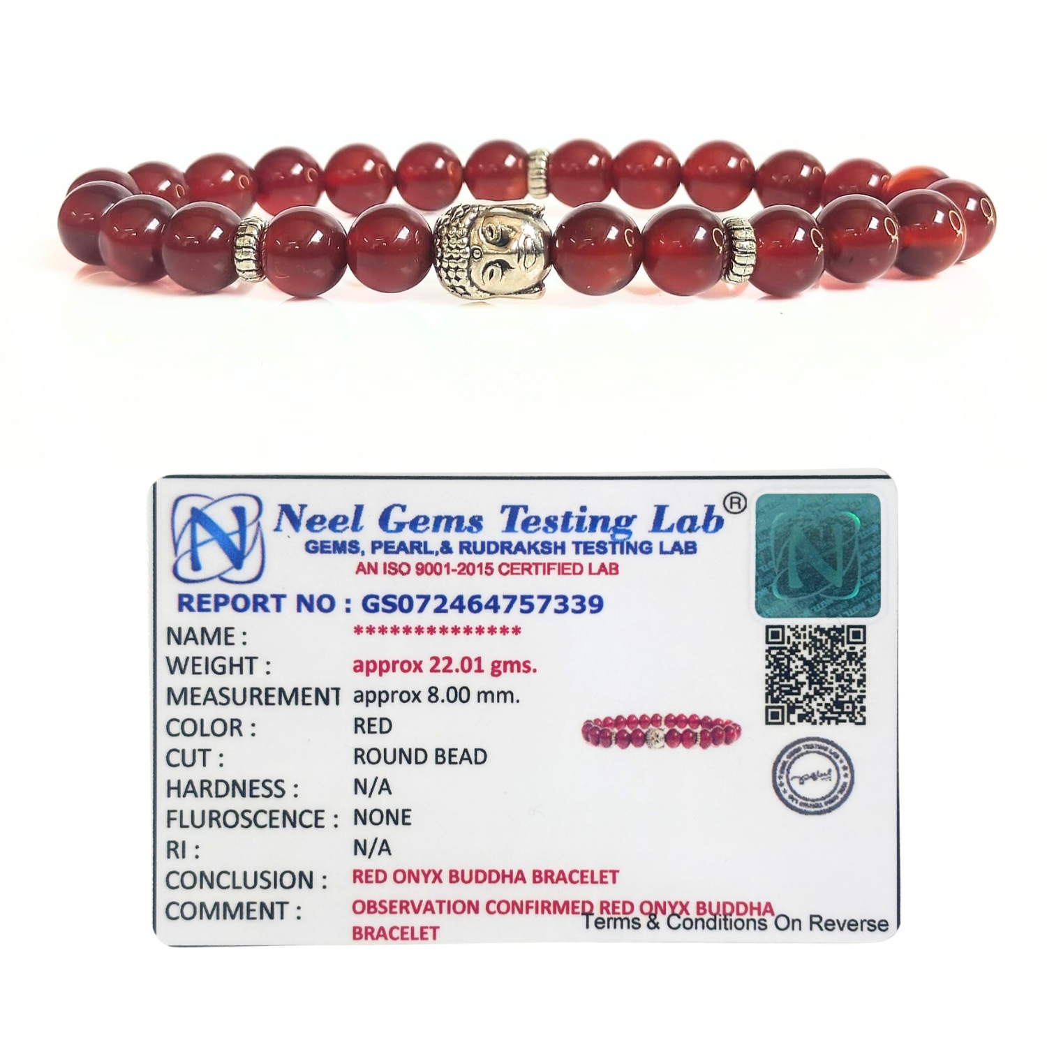 Red Agate With Buddha Head 8MM Bracelet - Image 2