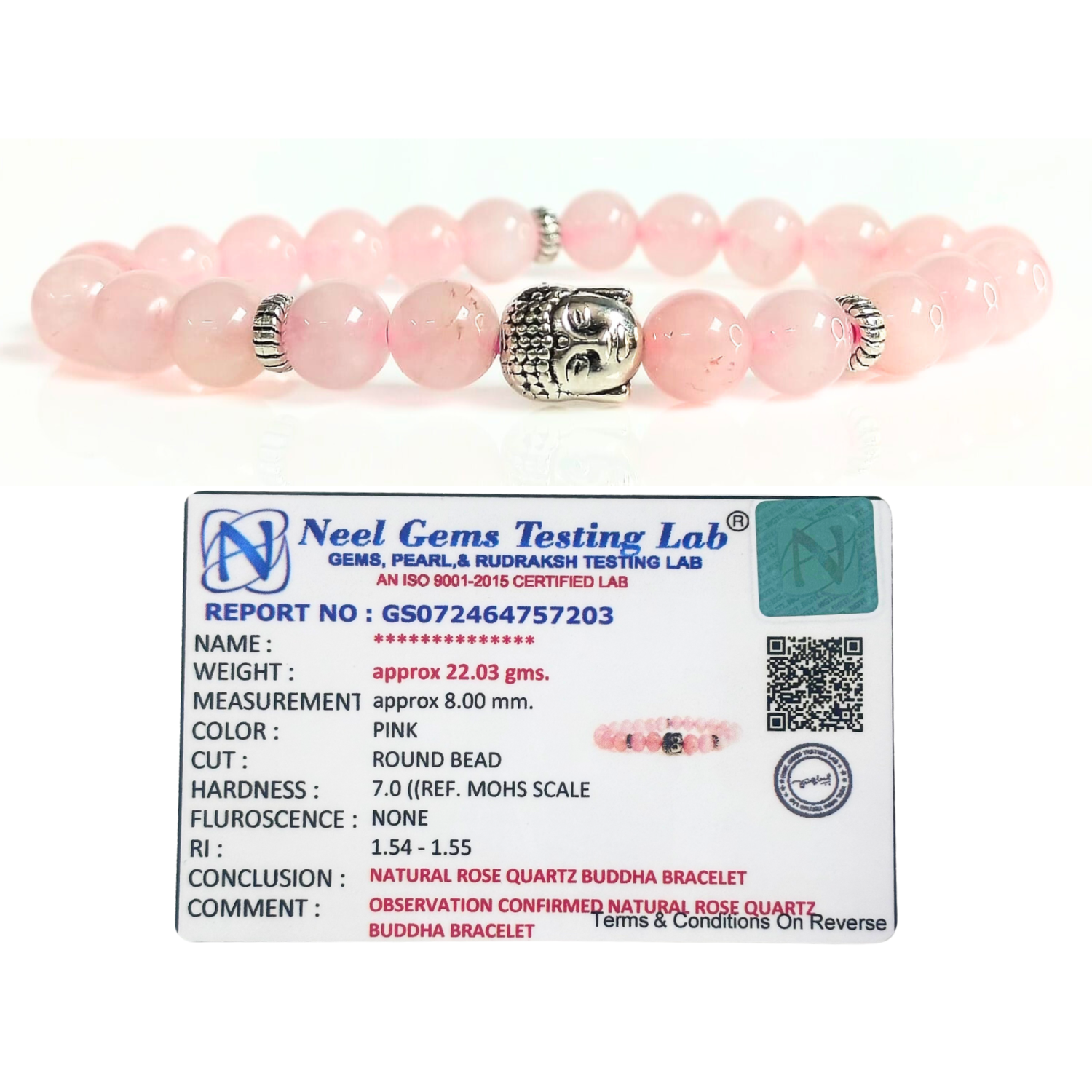 Rose Quartz Rose Quartz With Buddha Head 8MM Bracelet