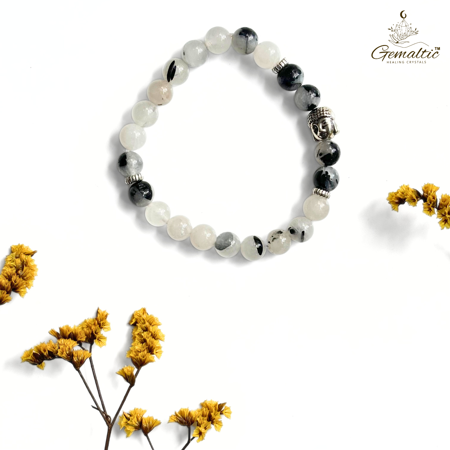 Rutile Rutile Quartz With Buddha Head 8MM Bracelet