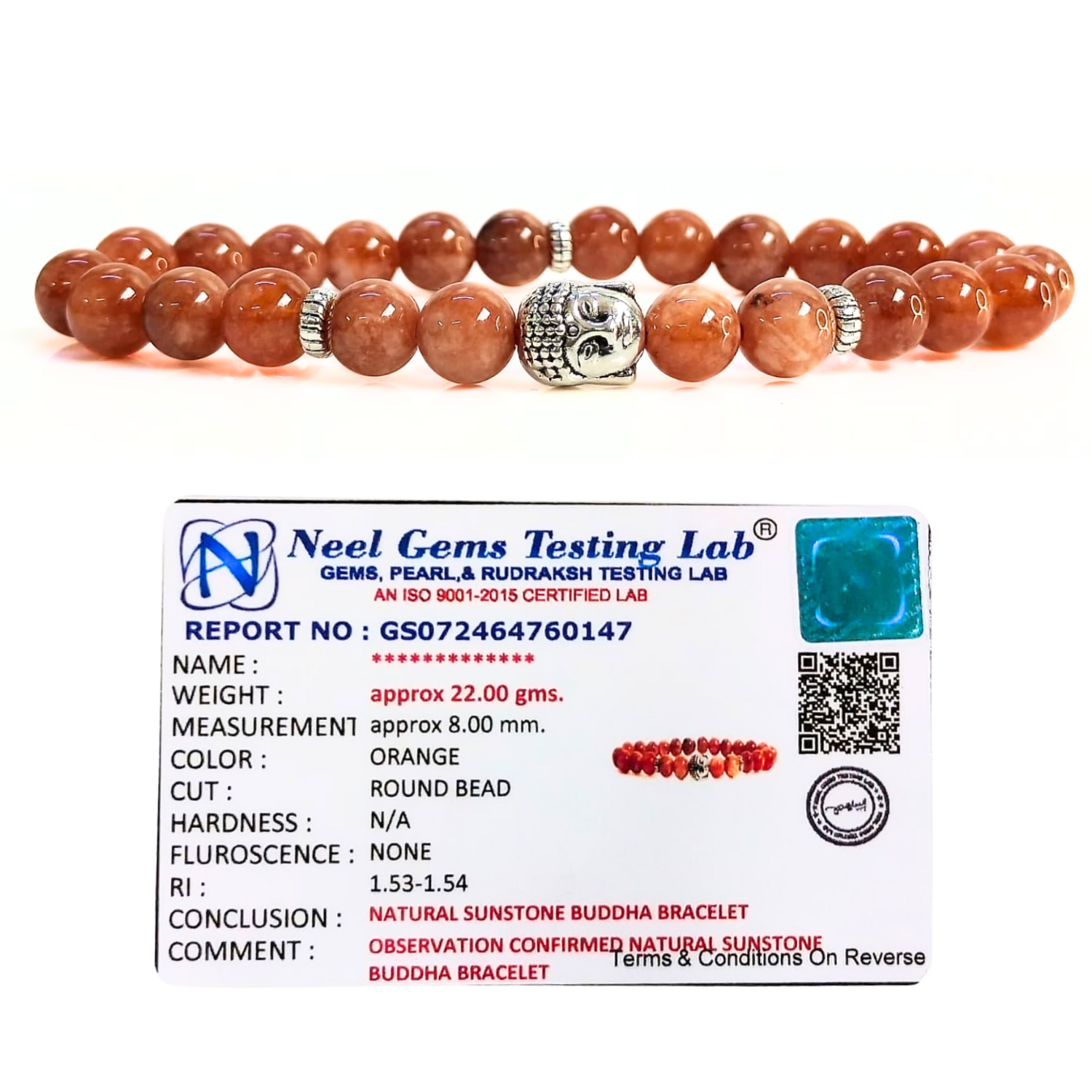 Sunstone Sunstone With Buddha Head 8MM Bracelet