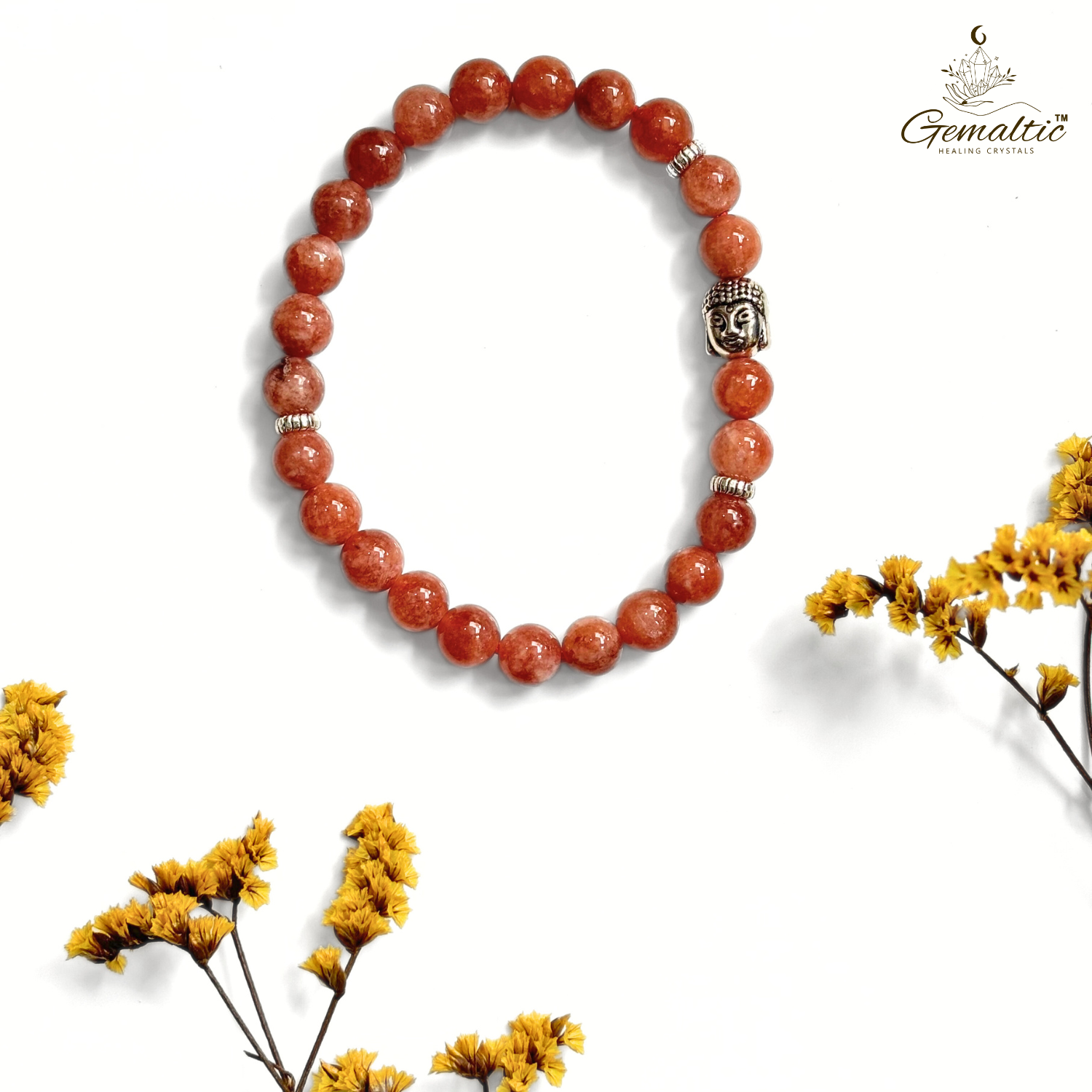 Sunstone Sunstone With Buddha Head 8MM Bracelet