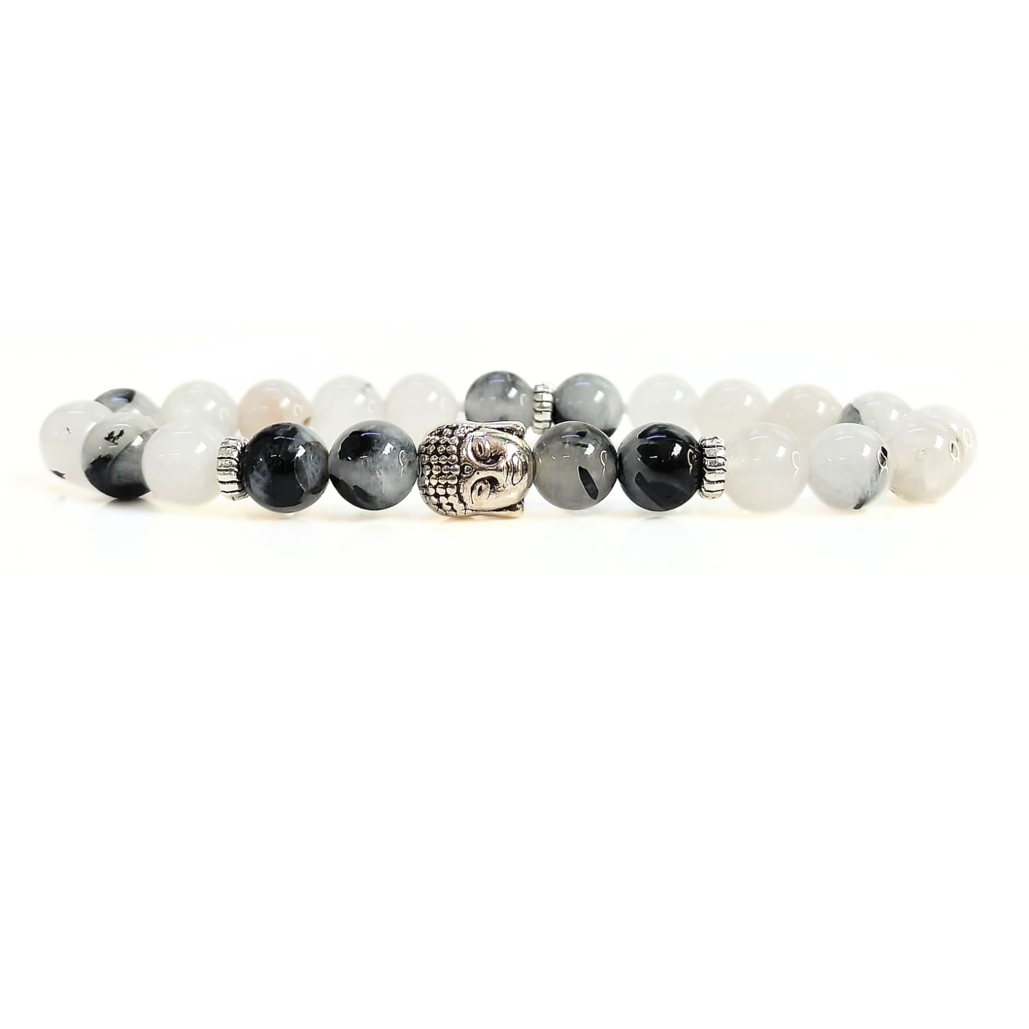black rutile Rutile Quartz With Buddha Head 8MM Bracelet