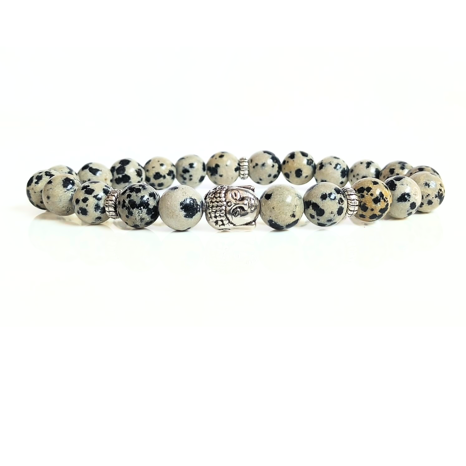 delmantian jasper Dalmatian Jasper With Buddha Head 8MM