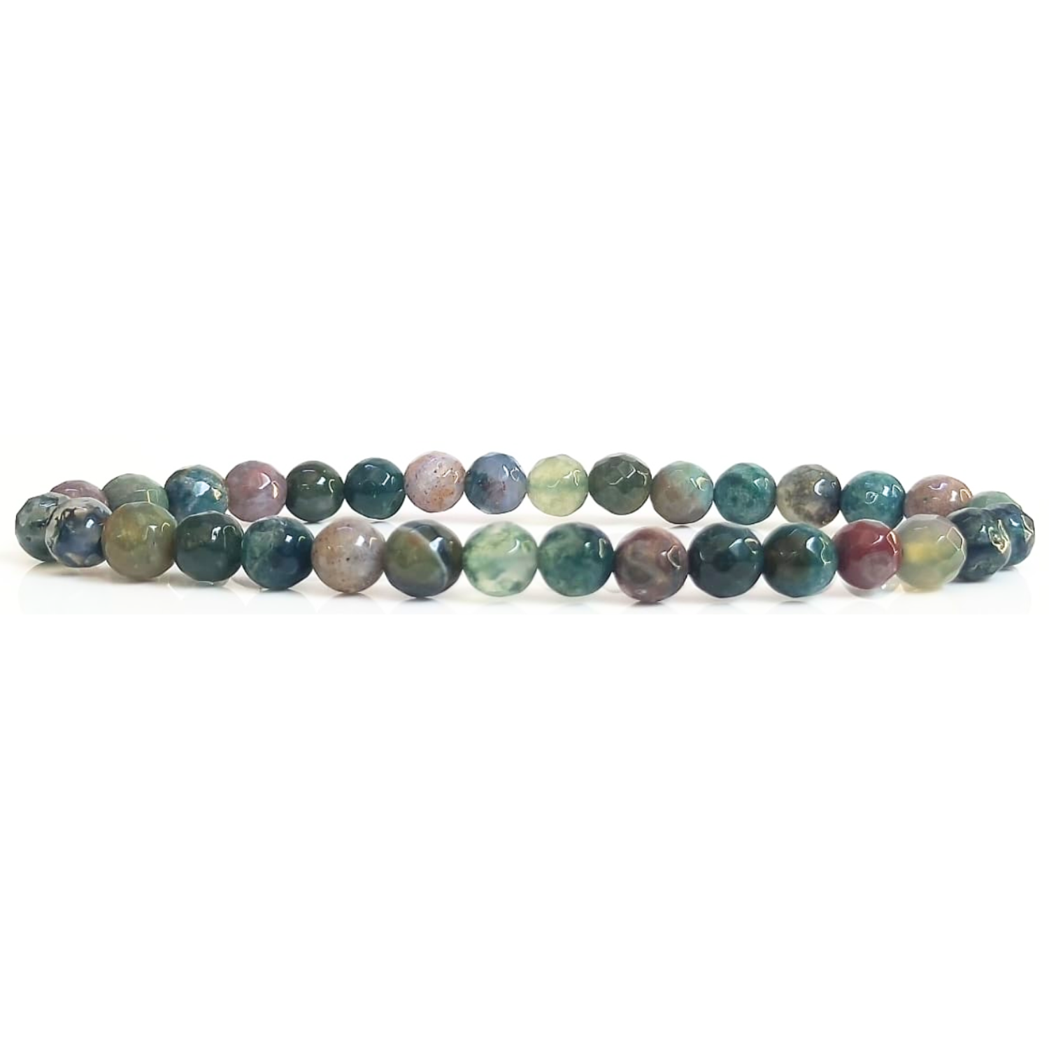 6MM Indian Agate Faceted Beads Bracelet