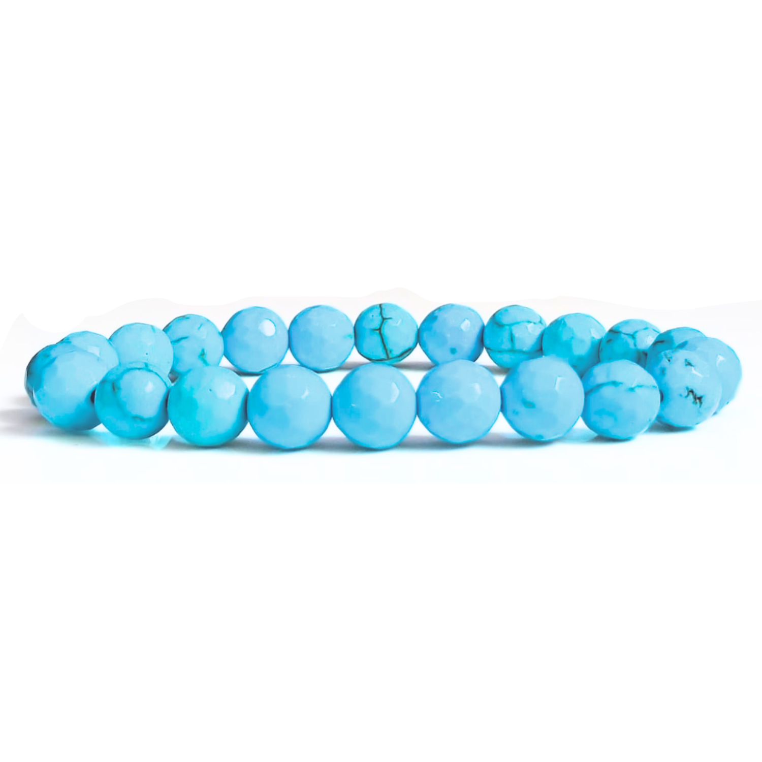 8MM Turquoise Blue Faceted Beads Bracelet