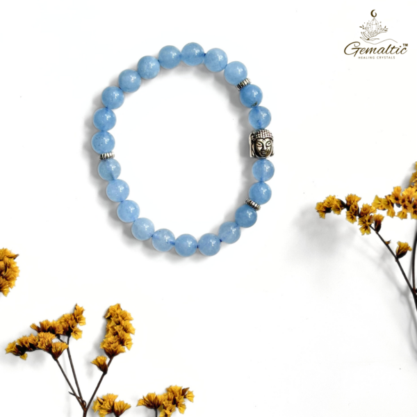 Aquamarine Bracelet With Buddha Head 8MM