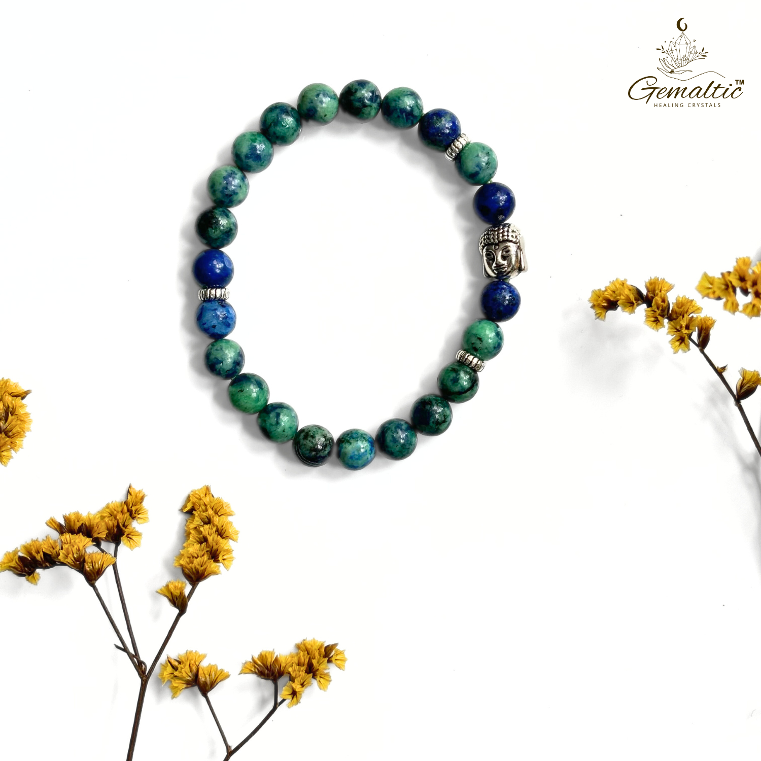 Azurite Azurite Bracelet With Buddha Head 8MM