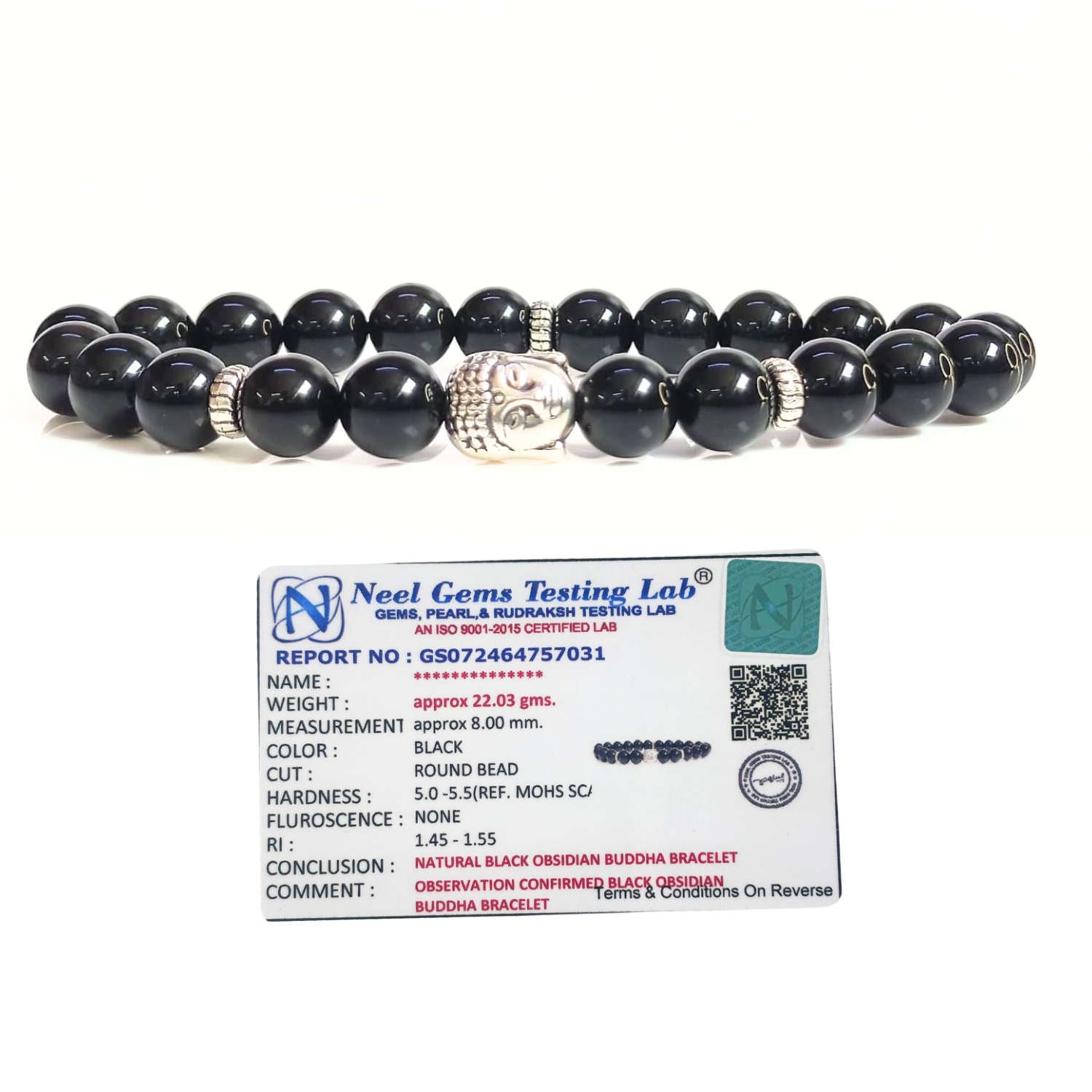 Black Obsidian Black Tourmaline Bracelet With Buddha Head 8MM