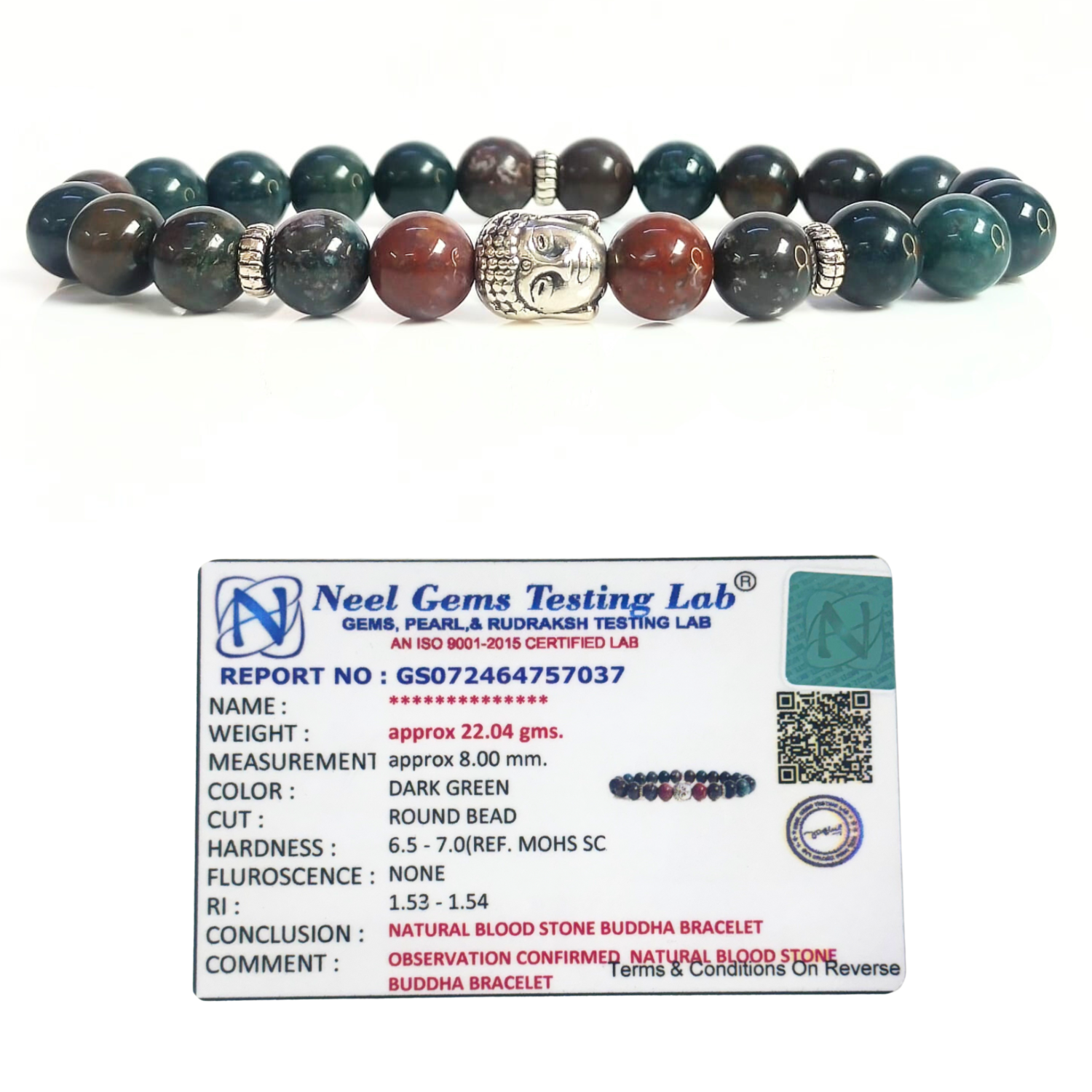 Bloodstone Bloodstone Bracelet With Buddha Head 8MM