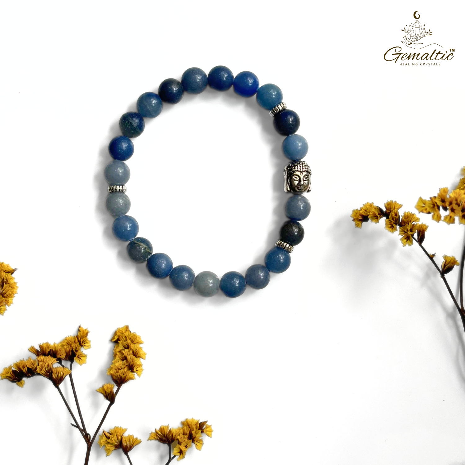 Blue Aventurine Blue Aventurine With Buddha Head 8MM Bracelet