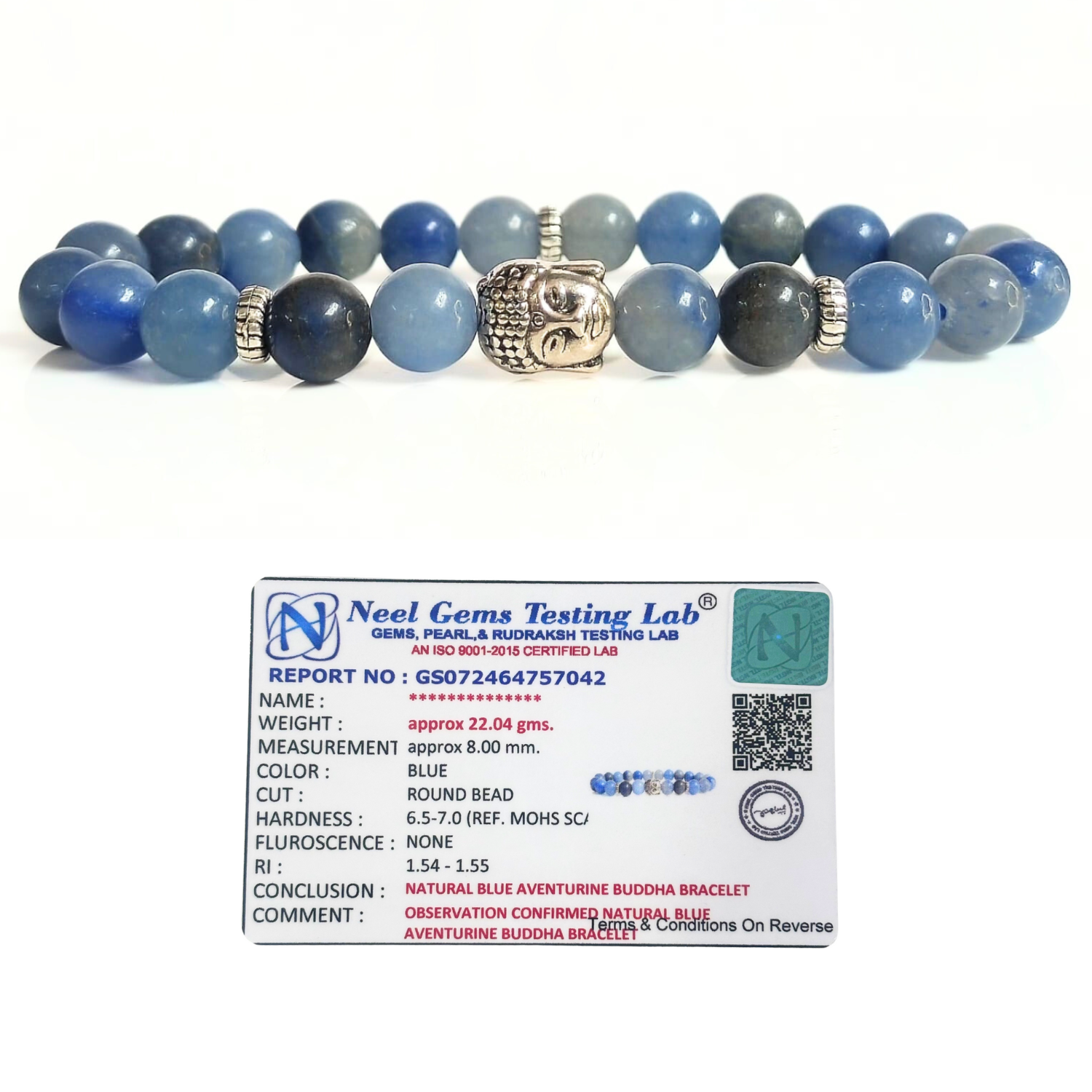 Blue Aventurine Blue Aventurine With Buddha Head 8MM Bracelet