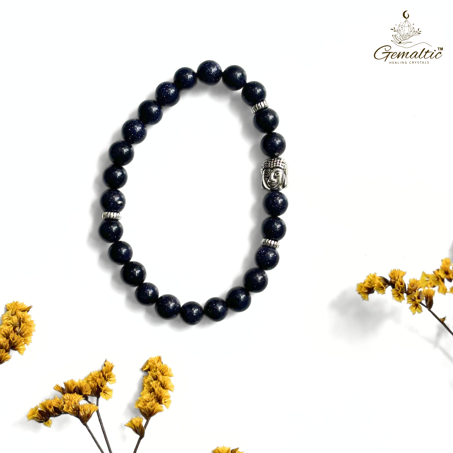 Blue Sandstone Blue Sandstone With Buddha Head 8MM Bracelet