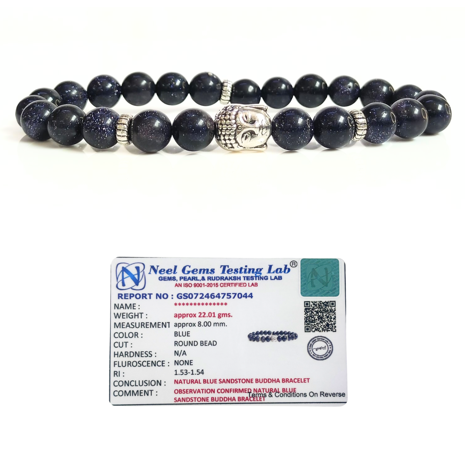 Blue Sandstone Blue Sandstone With Buddha Head 8MM Bracelet
