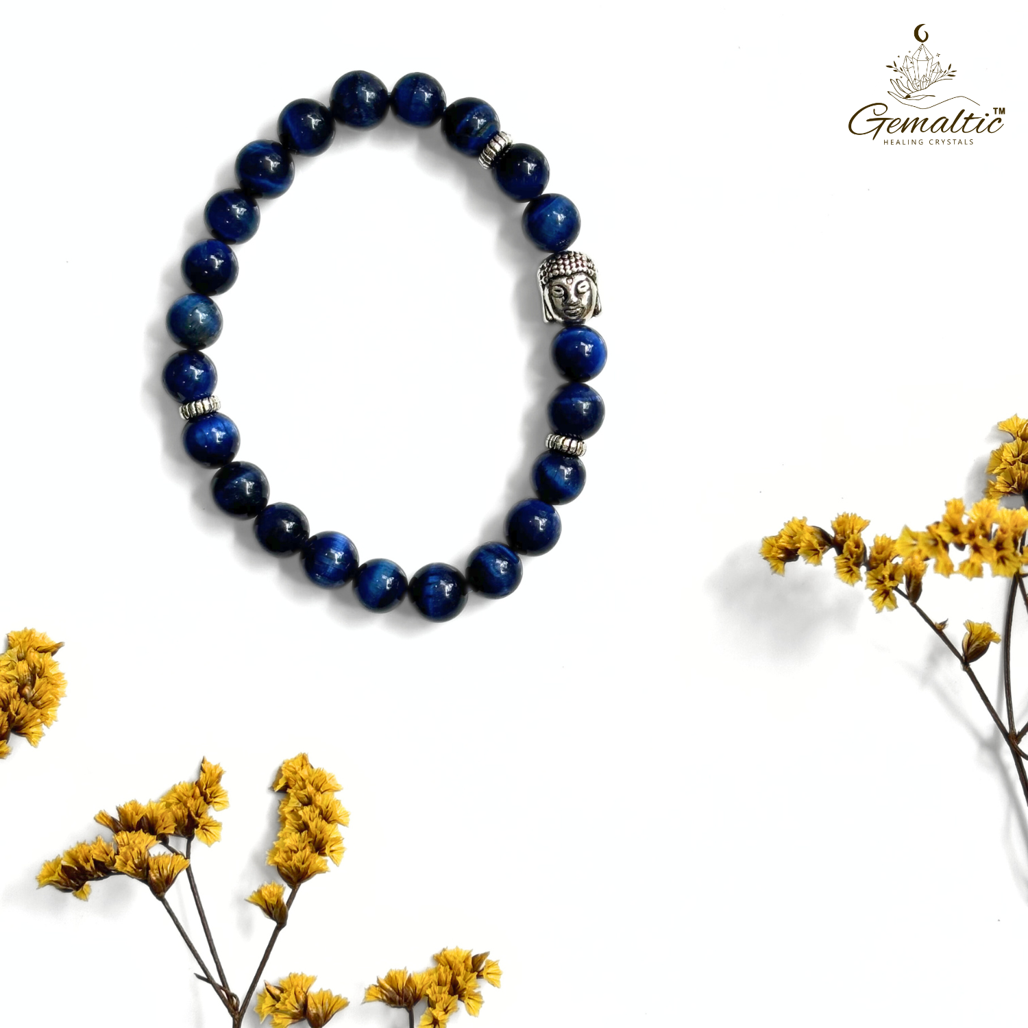 Blue TIger Eye Blue Tiger Eye With Buddha Head 8MM