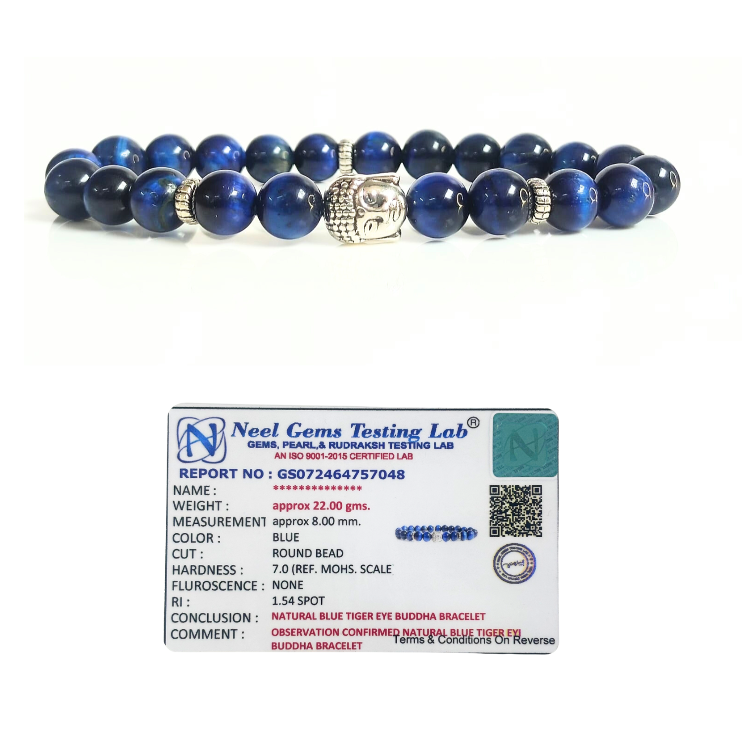 Blue Tiger Eye Blue Tiger Eye With Buddha Head 8MM