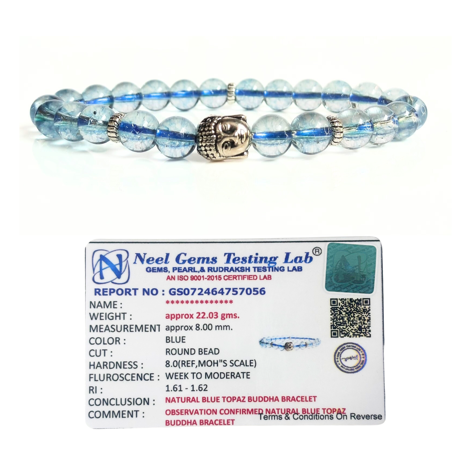 Blue Topaz Blue Topaz With Buddha Head 8MM