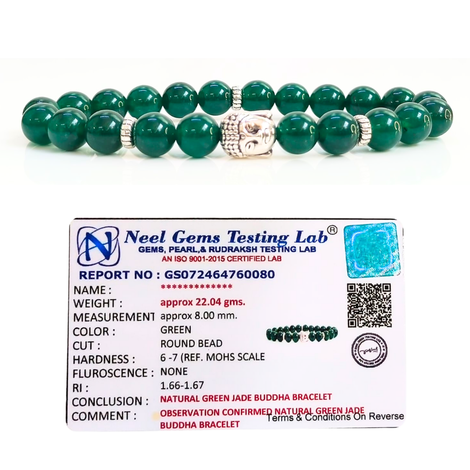 Green Jade Green Jade With Buddha Head 8MM Bracelet