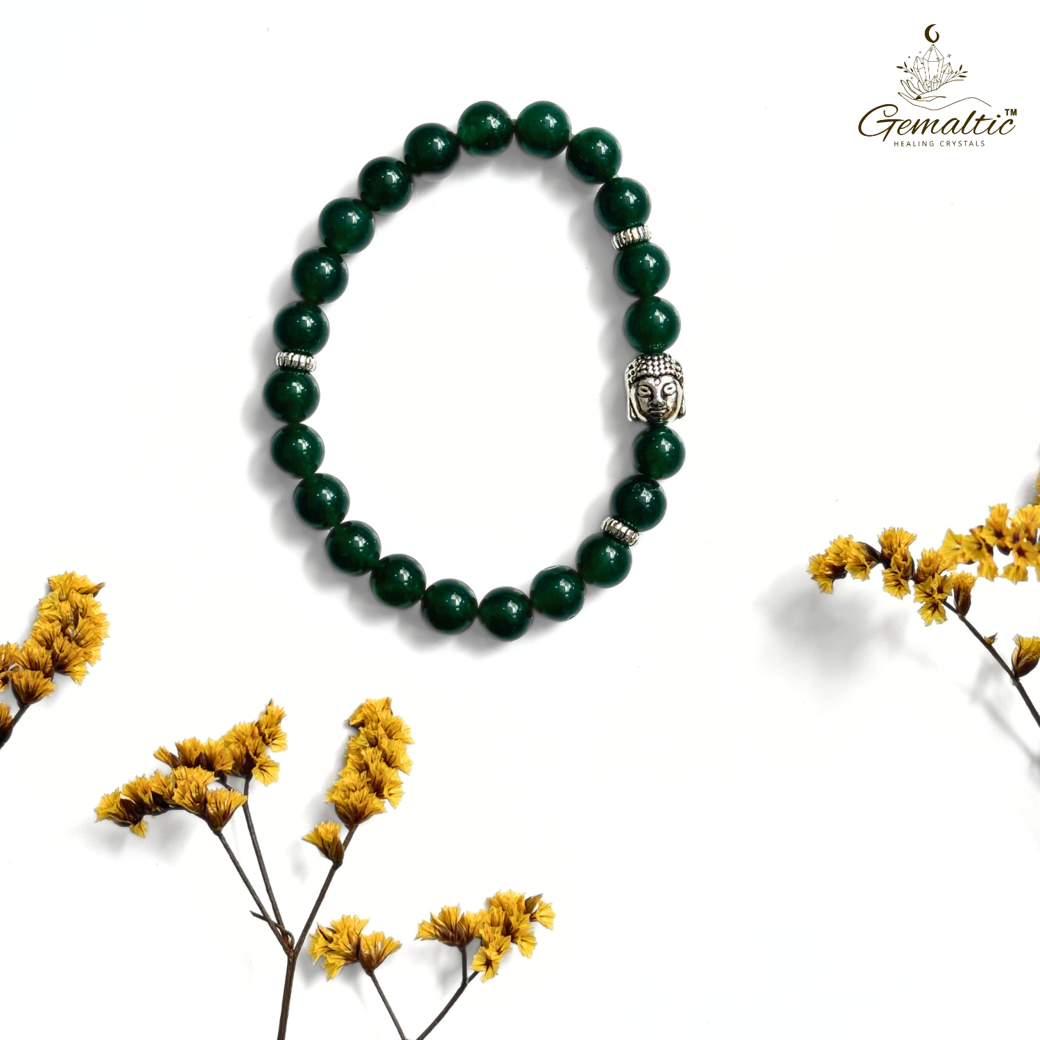 Green Jade Green Jade With Buddha Head 8MM Bracelet