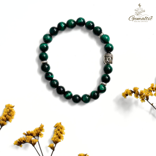 Green Tiger Eye With Buddha Head 8MM Bracelet