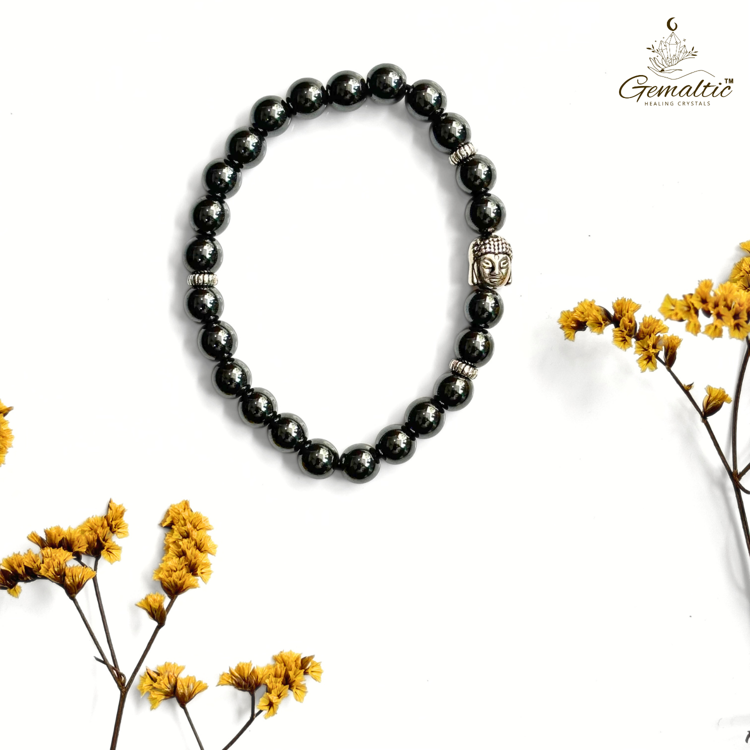 Hematite Hematite With Buddha Head 8MM Bracelet