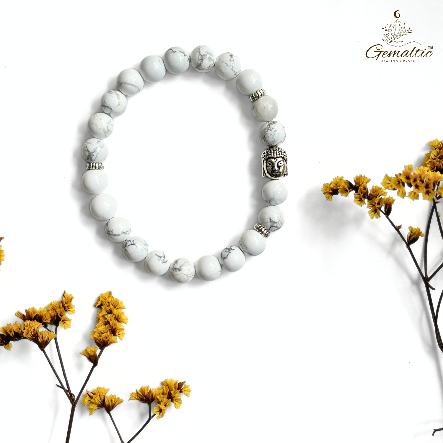 Howlite With Buddha Head 8MM Bracelet