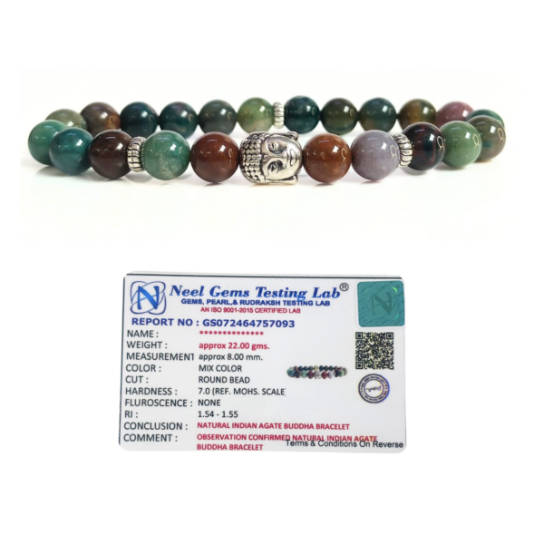 Indian Agate With Buddha Head 8MM Bracelet