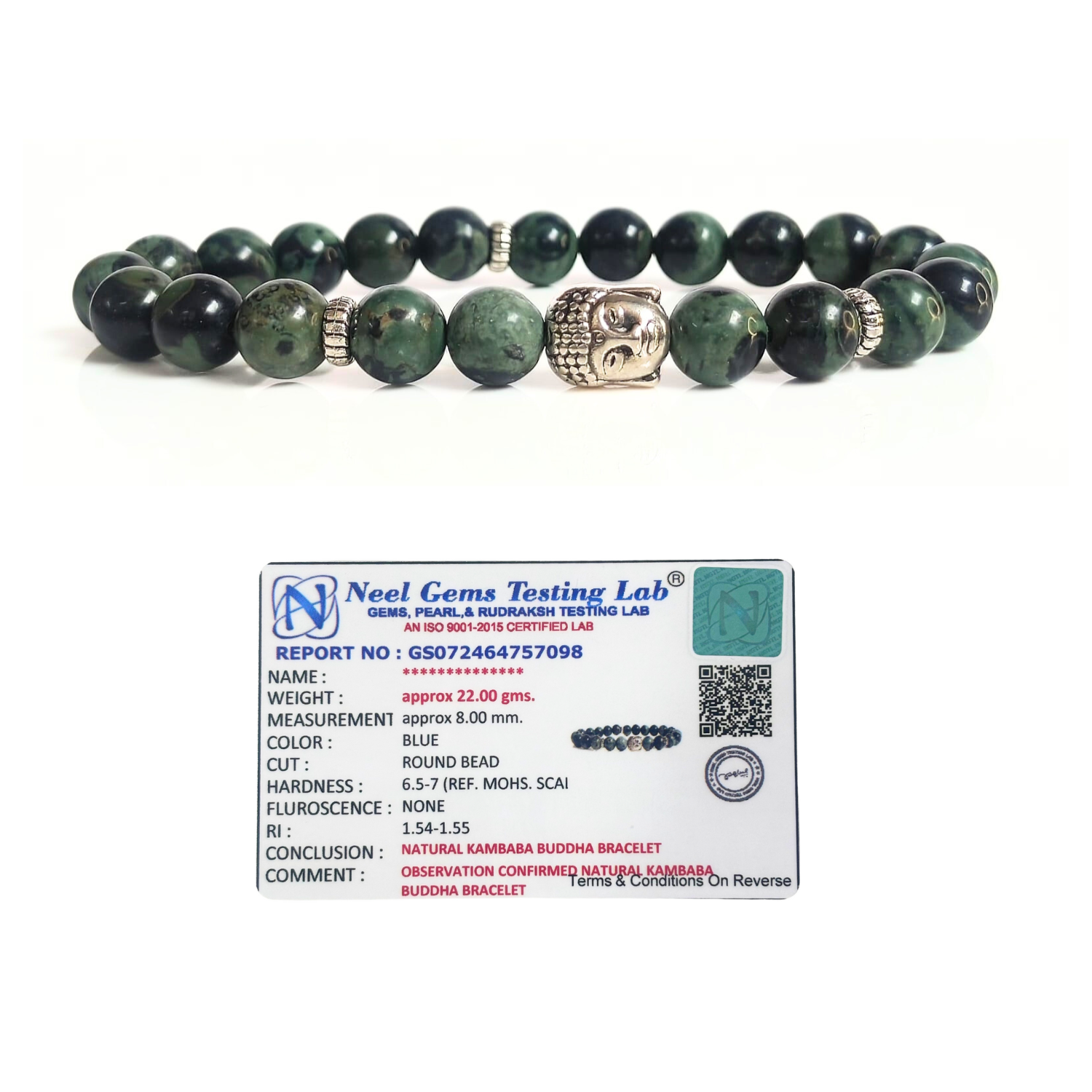 Kambaba Jasper Kambaba Stone With Buddha Head 8MM Bracelet