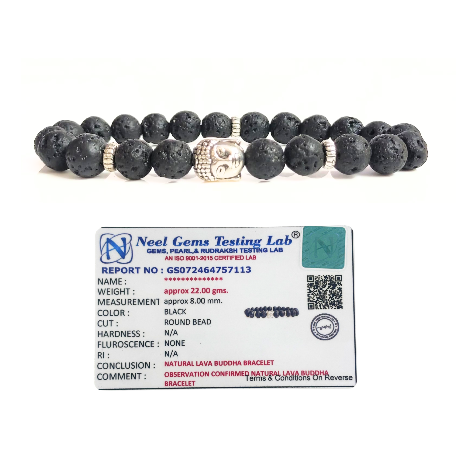 Lava Lava With Buddha Head 8MM Bracelet