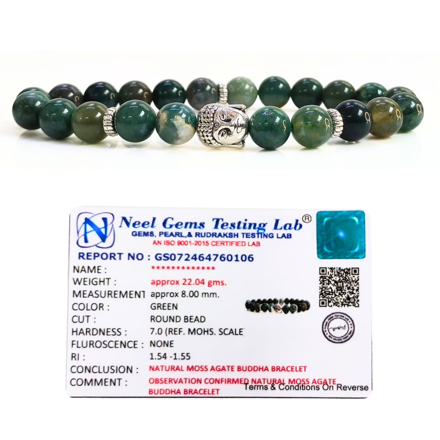 Moss Agate Moos Agate With Buddha Head 8MM Bracelet