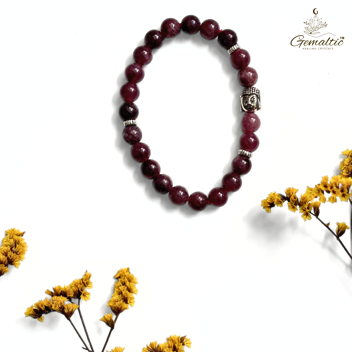 Pink Tourmaline Pink Tourmaline With Buddha Head 8MM Bracelet