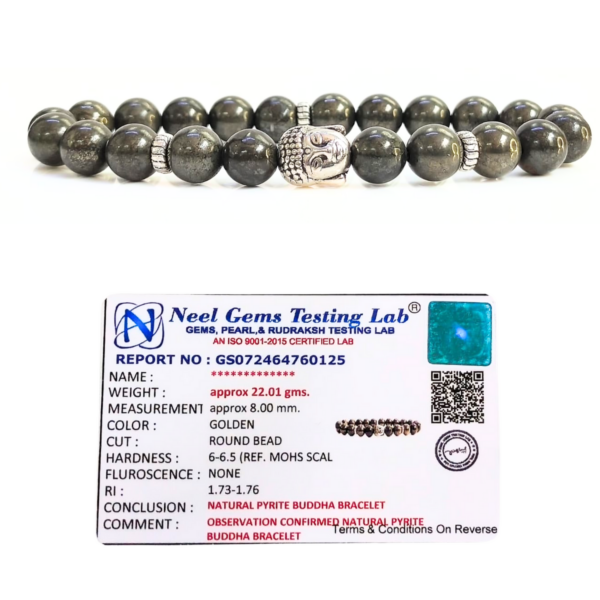 Pyrite With Buddha Head 8MM Bracelet