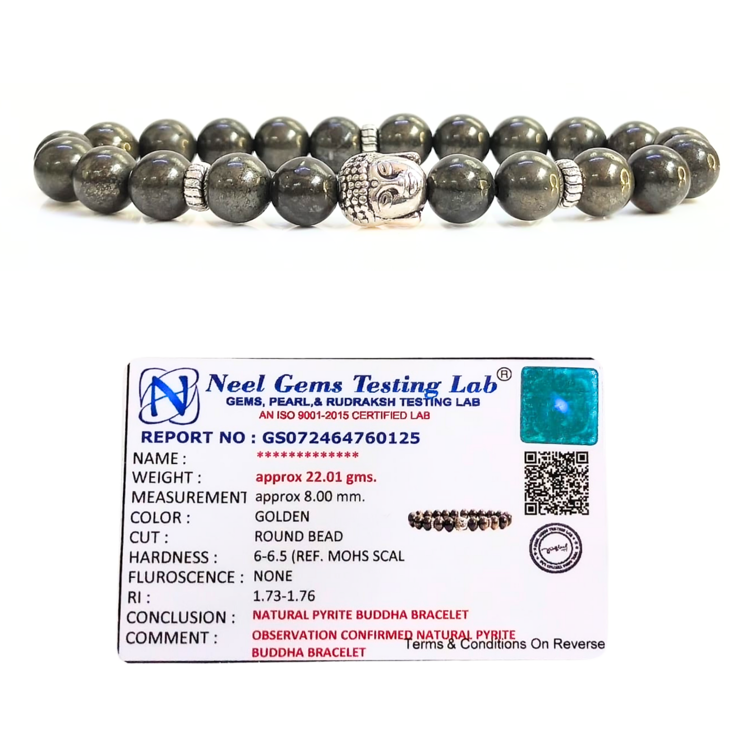 Pyrite Pyrite With Buddha Head 8MM Bracelet