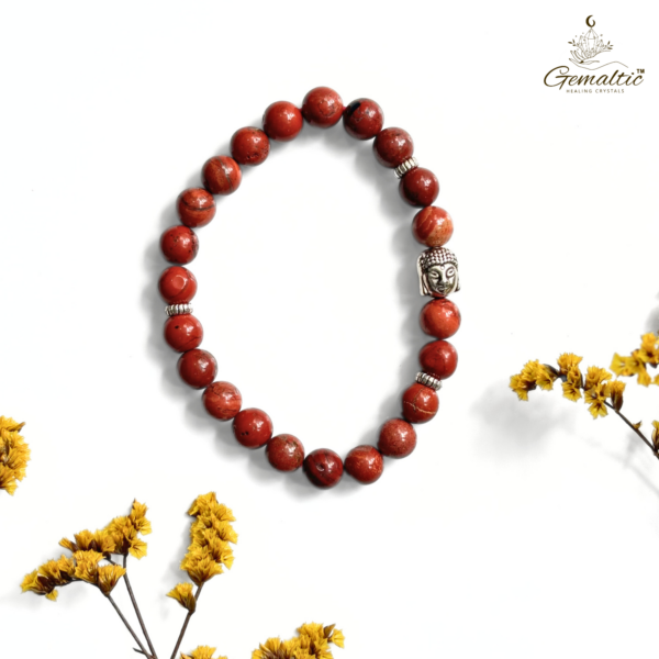 Red Jasper With Buddha Head 8MM Bracelet