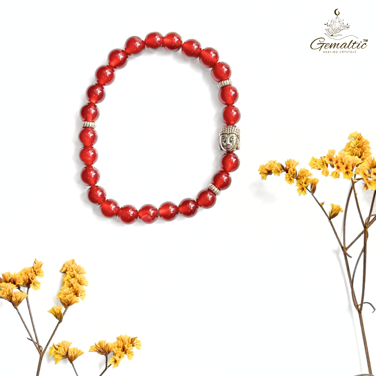 Red Agate With Buddha Head 8MM Bracelet