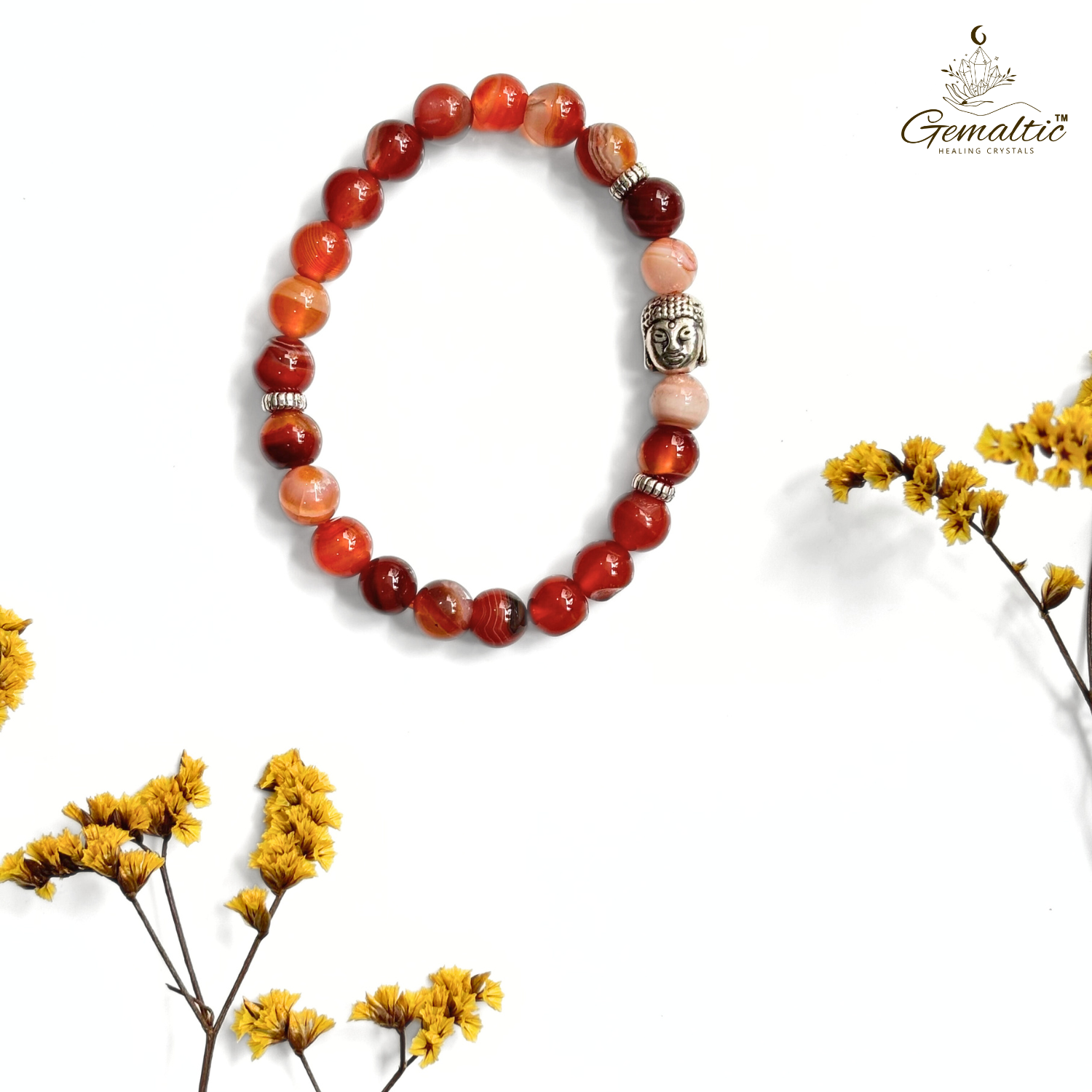 Red Sulemani Hakik Red Sulemani Hakik With Buddha Head 8MM Bracelet