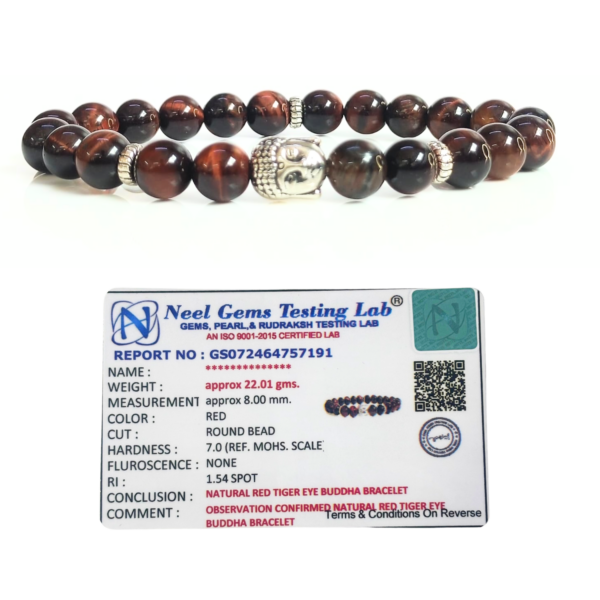 Red Tiger Eye With Buddha Head 8MM Bracelet