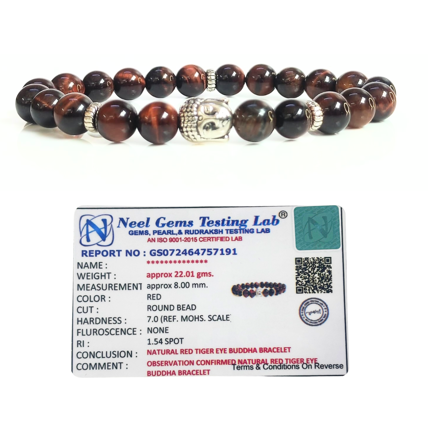 Red Tiger Eye Red Tiger Eye With Buddha Head 8MM Bracelet