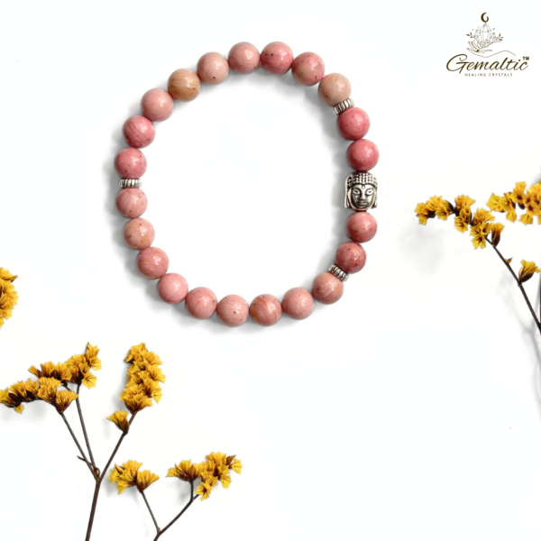 Rhodochrosite With Buddha Head 8MM Bracelet