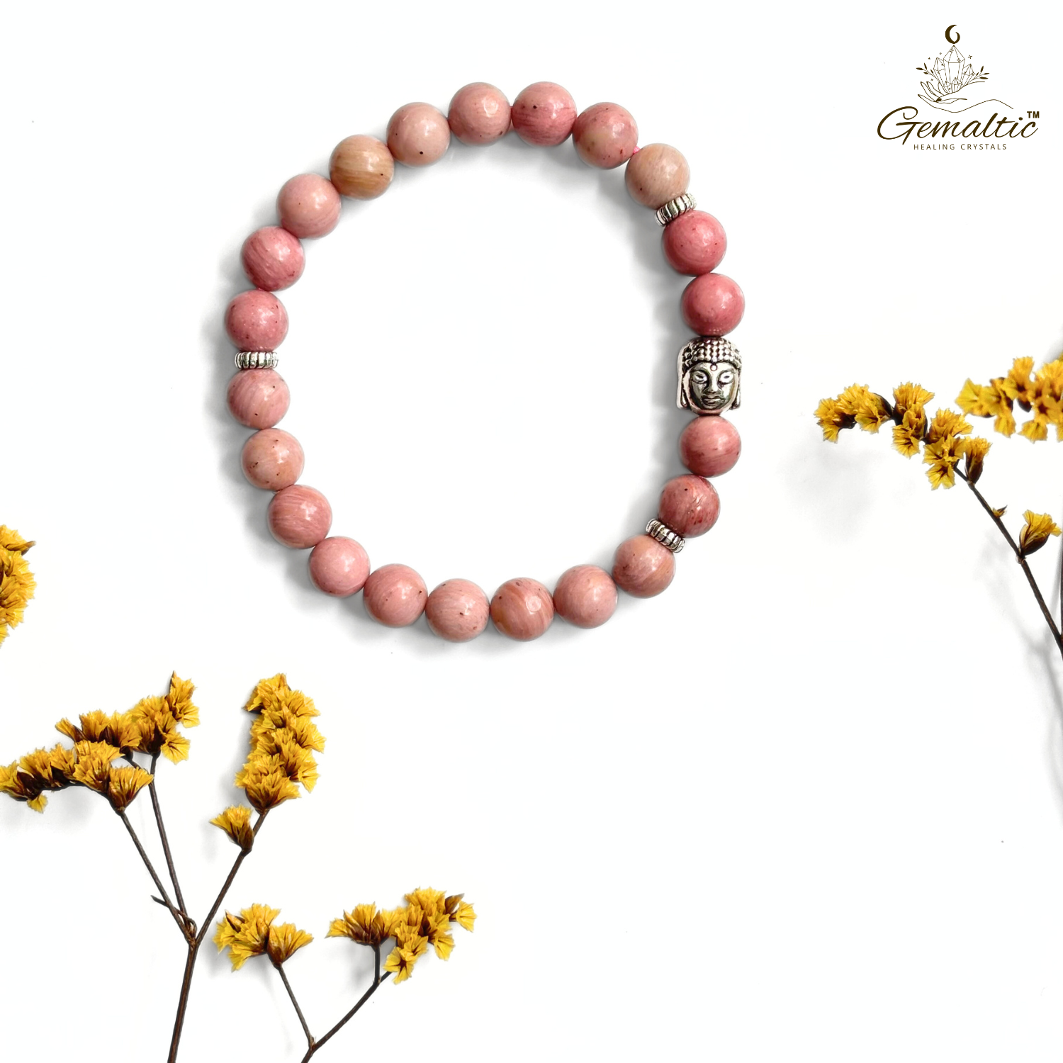 Rhodochrosite Rhodochrosite With Buddha Head 8MM Bracelet