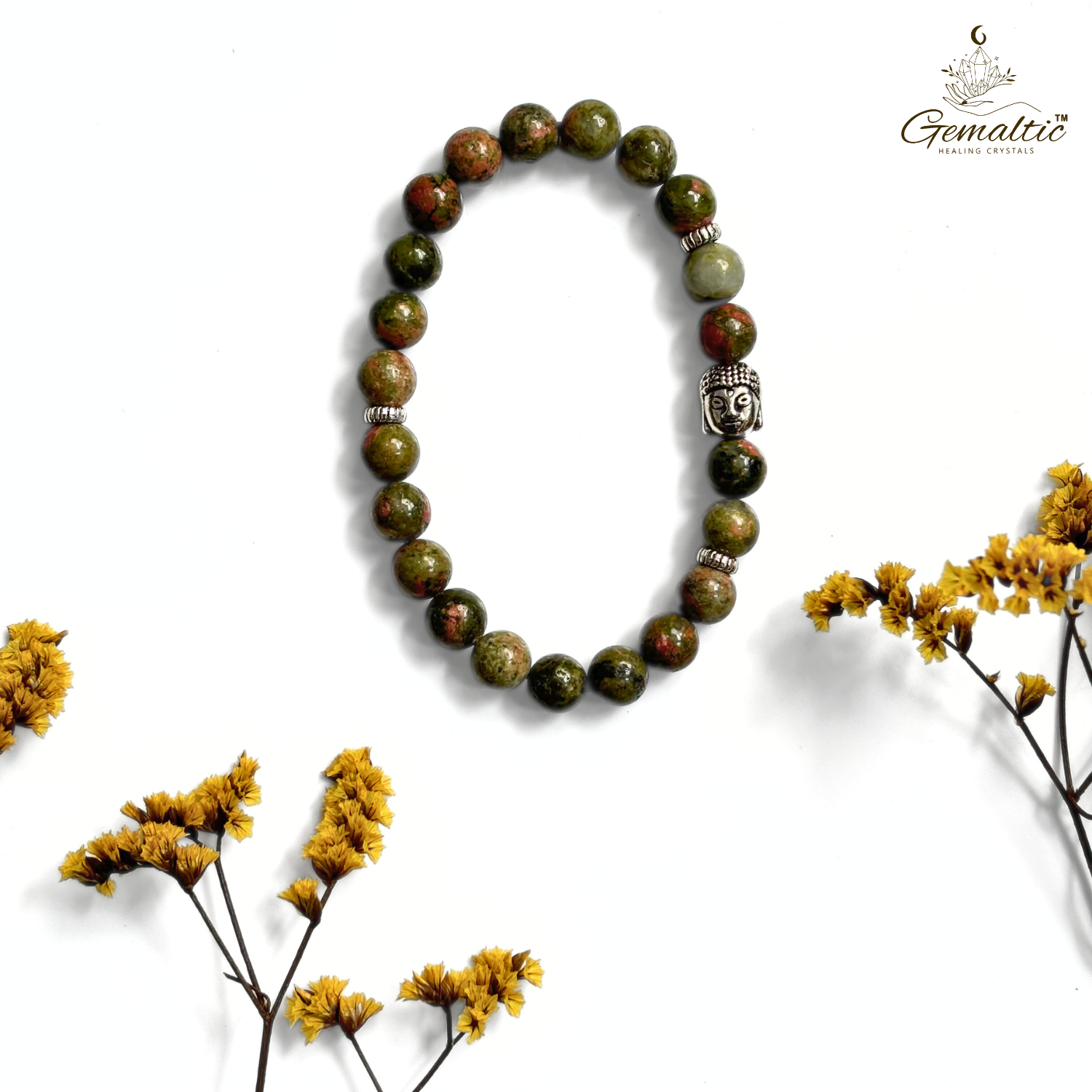 Unkaite Unakite With Buddha Head 8MM Bracelet