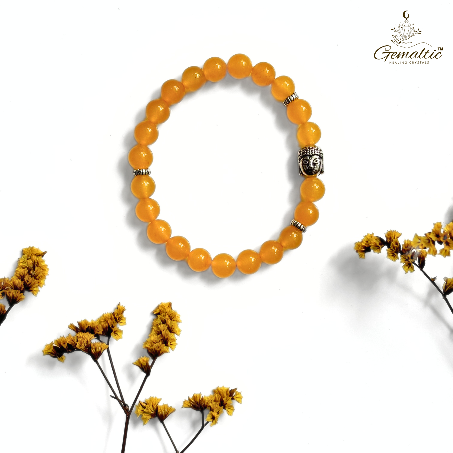 Yellow Sapphire Yellow Sapphire With Buddha Head 8MM Bracelet