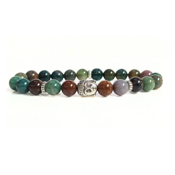 Indian Agate With Buddha Head 8MM Bracelet